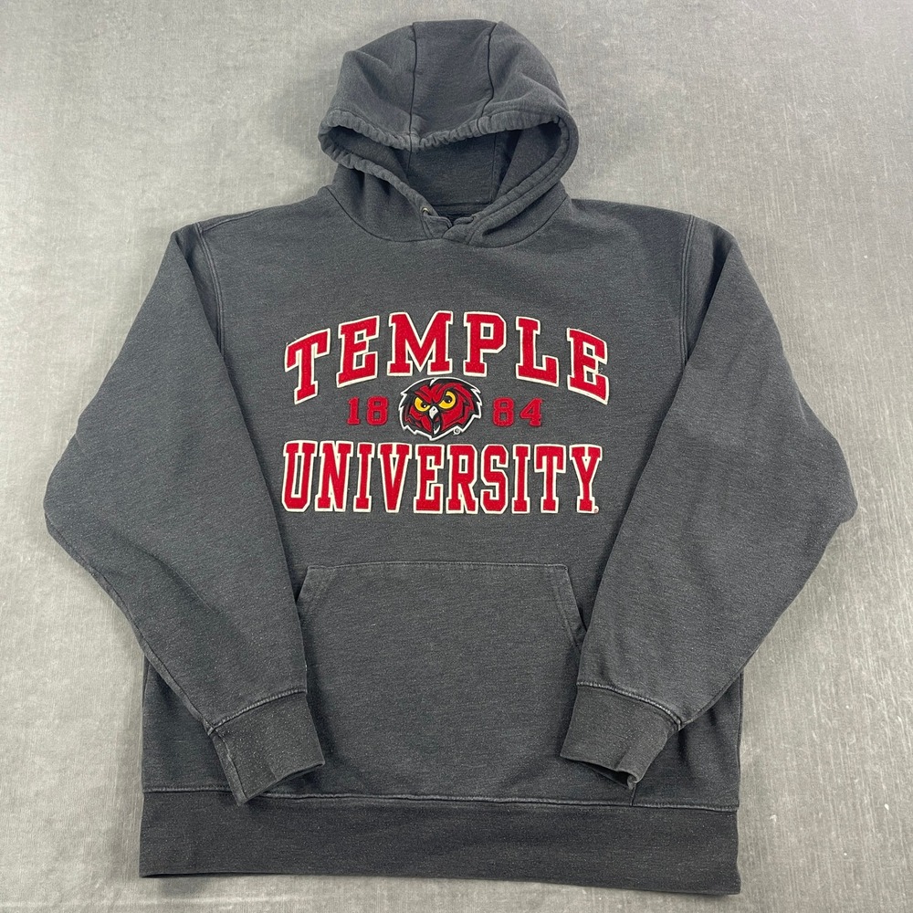Temple University Jansport‎ Mens Large Gray Hoodie Embroidered Owl Logo